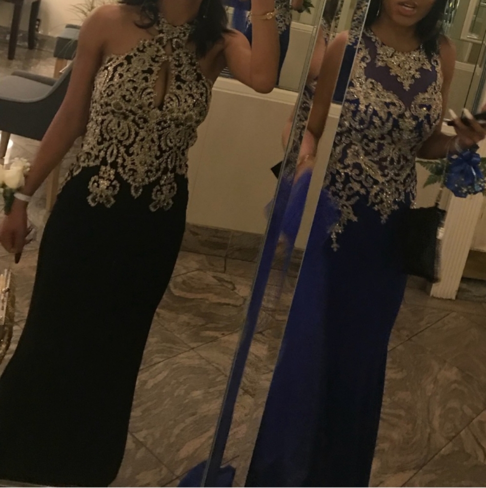 Black Beaded top prom dress
